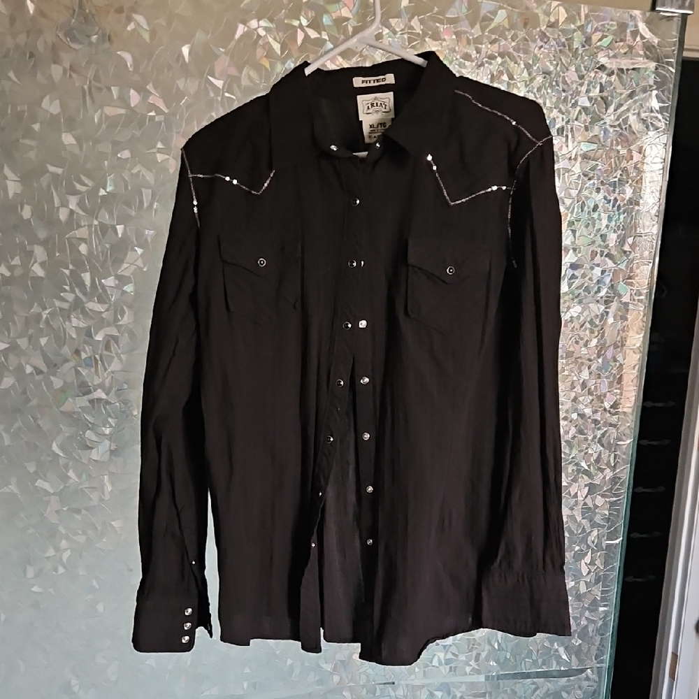 Wrangler Black Western Shirt with Silver Accents